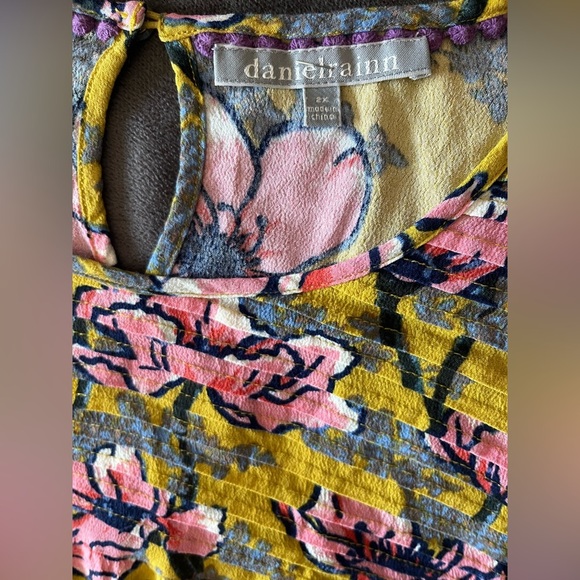 Anthropologie Daniel Rainn Top Olivette Pintucked Floral Flowy Tunic Blouse 2X - Picture 5 of 15